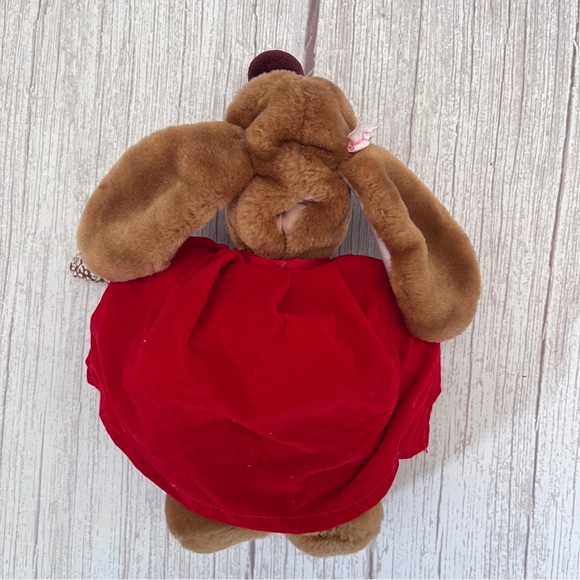 Wrinkles Ganz Girl Dog Plush Finger Puppet Superhero Red Cape Dress Bone 1986 - Picture 8 of 14